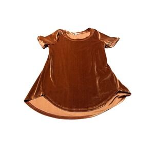 Amaryllis Shirt Woman's Small Brown Velvet‎ V-Neck Short Sleeve